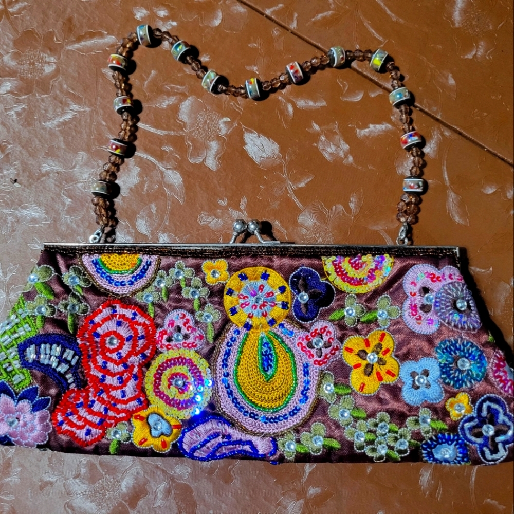 Beaded colorful clutch